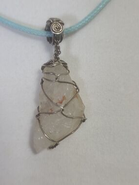 Crystal Rock Gemstone Handmade Wire Wrapped Pendant Necklace